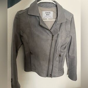 Elegant Women's Italian Leather Jacket in Charcoal